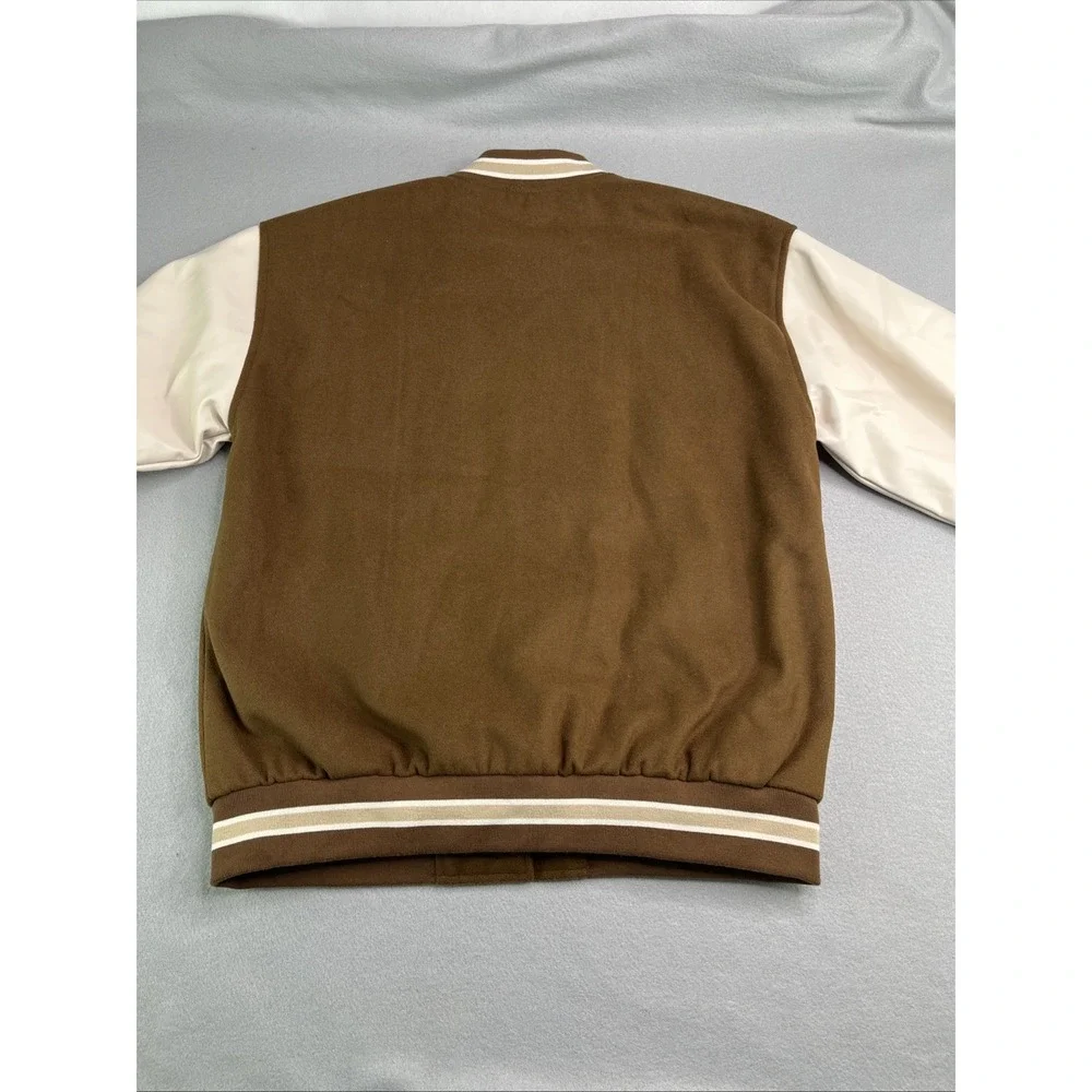 Zara Girls Letterman Snap Button PATCH VARSITY BROWN JACKET Size 13-14